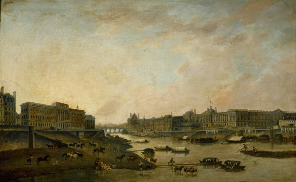 Pierre-Antoine Demachy - L’Hôtel de la Monnaie et le Louvre, vus du Pont-Neuf, vers 1800