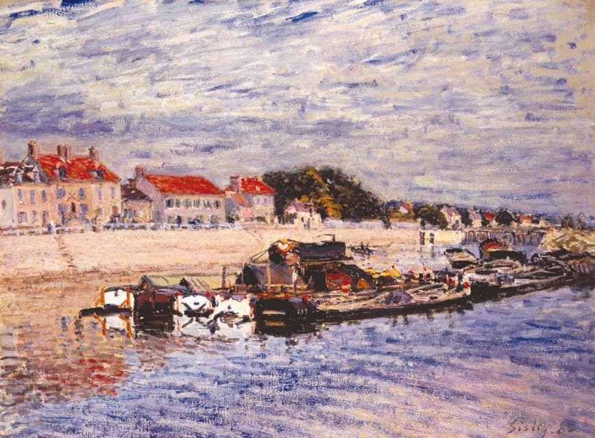 Alfred Sisley - Barges on the Loing at Saint-Mammès