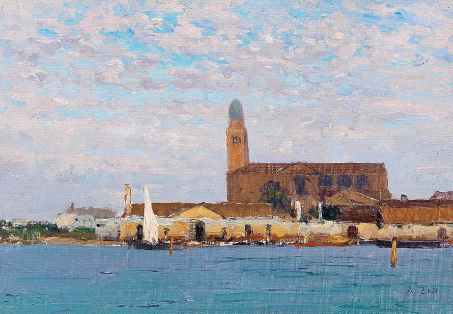 Alfred Zoff - A View Of The Cathedral In Chioggia