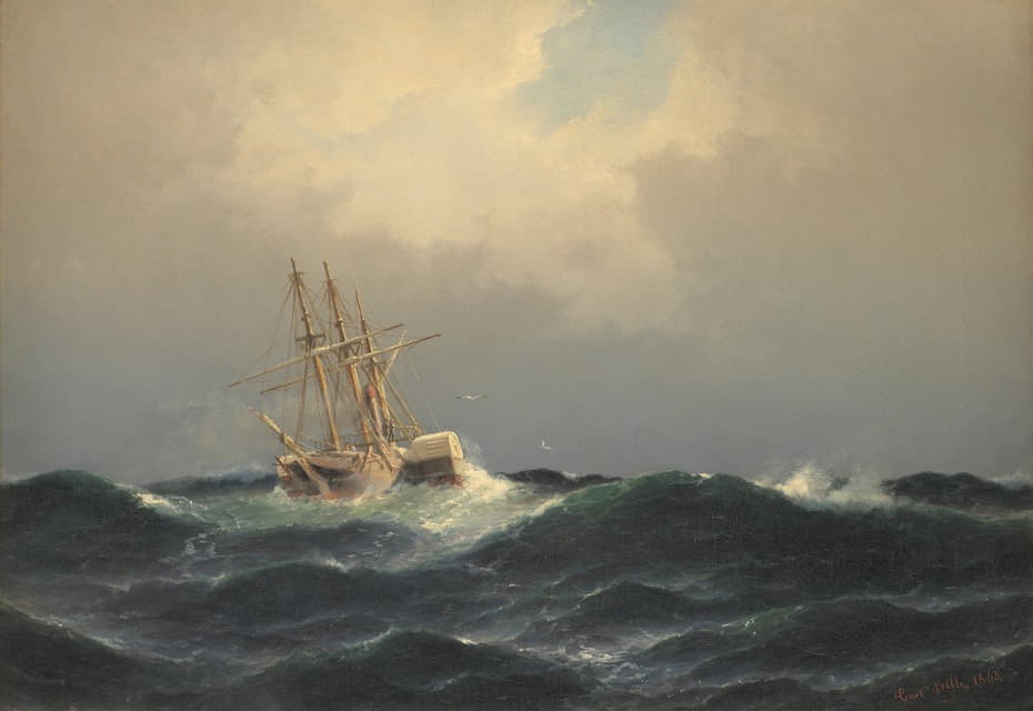 Carl Bille - Et dampskib i en storm i Atlanterhavet