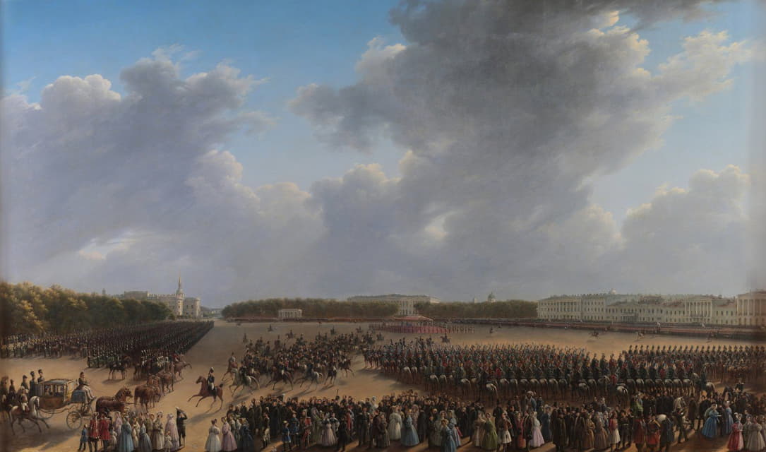 1831年10月6日，在圣彼得堡Tsaritsa Meadow举行的庆祝波兰王国军事行动结束的游行