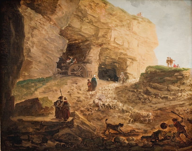 Hubert Robert - A Quarry with a Flock of Sheep
