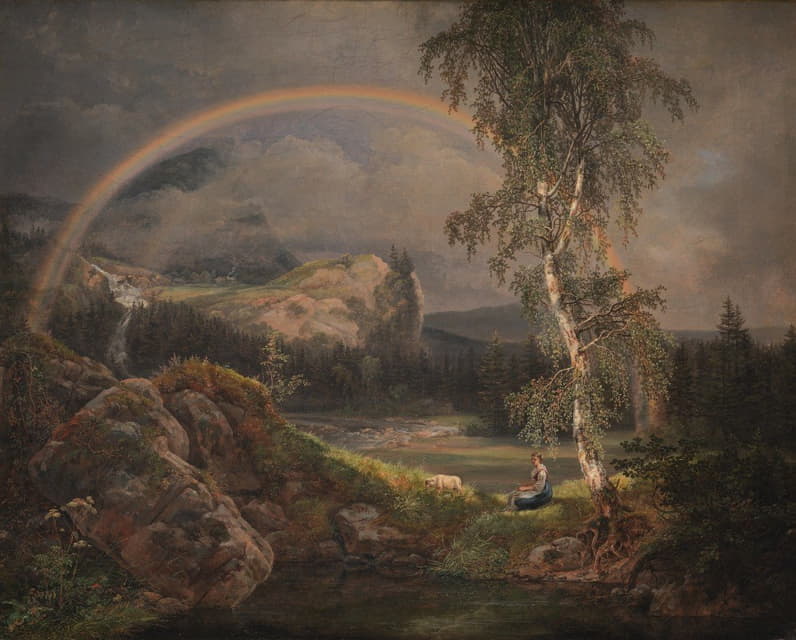 Johan Christian Dahl - Norwegian Landscape with a Rainbow