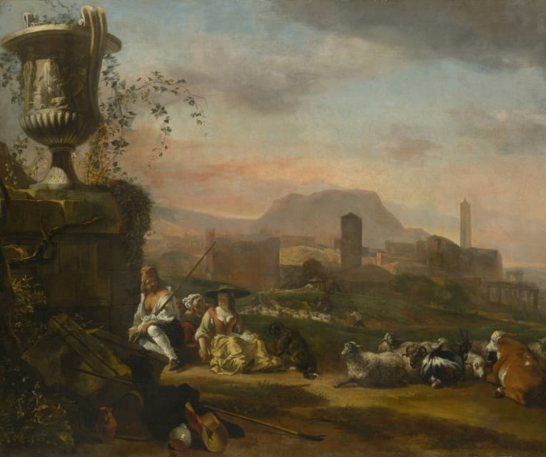 Jan Baptist Weenix - Roman Landscape with Shepherds