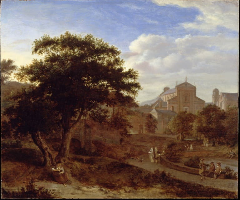 Jan van der Heyden - Two Churches and a Town Wall