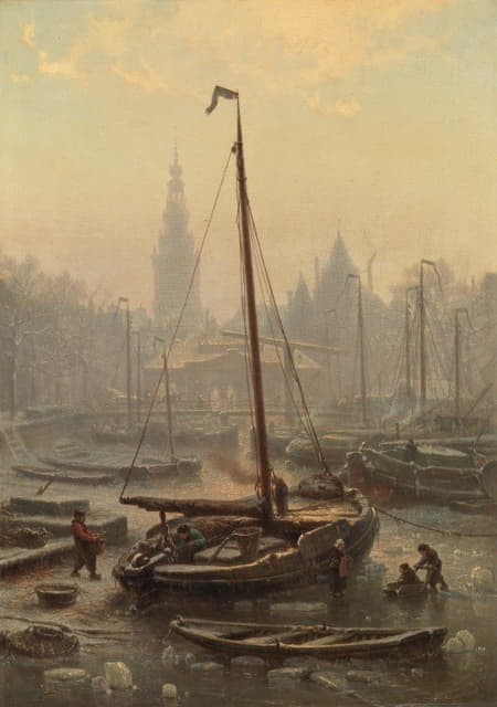 Johan Conrad Greive - The Nieuwmarkt in foggy weather