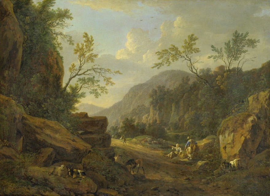 JOHANN FRANCISCUS ERMELS - Rocky Landscape in the Evening Light