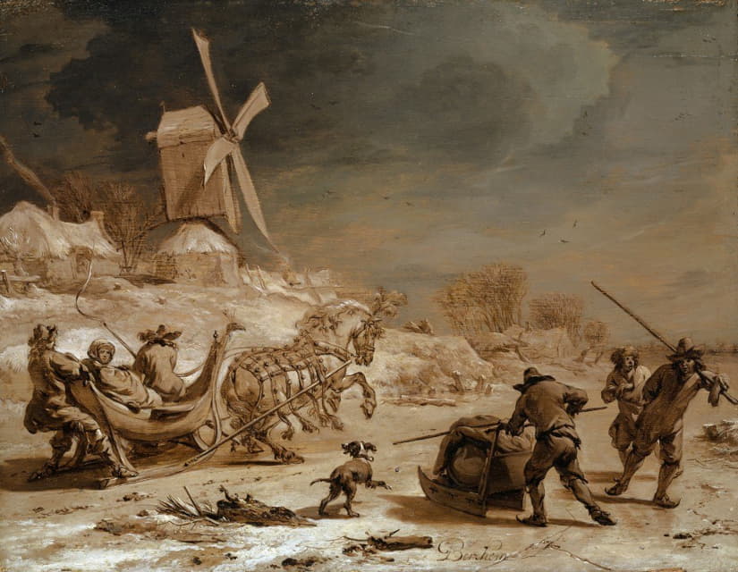 Nicolaes Pietersz. Berchem - Sledging