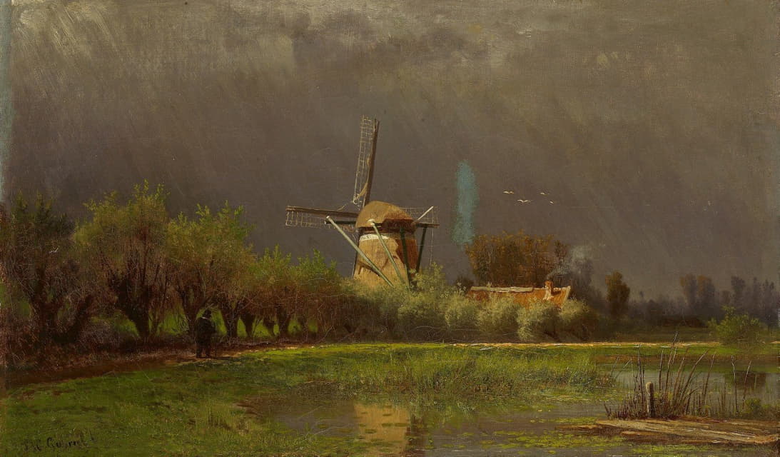 Paul Joseph Constantin Gabriël - Landscape with windmill