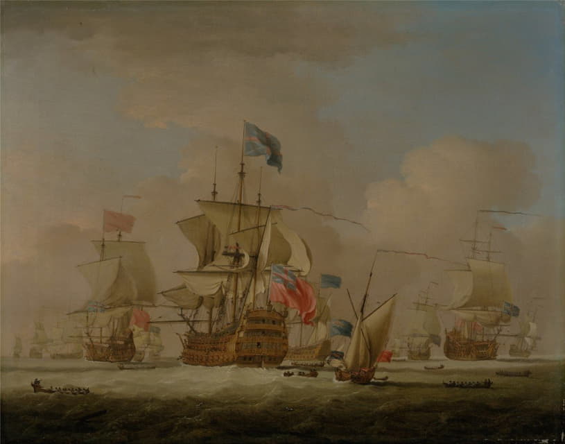 英国士兵和单桅帆船
