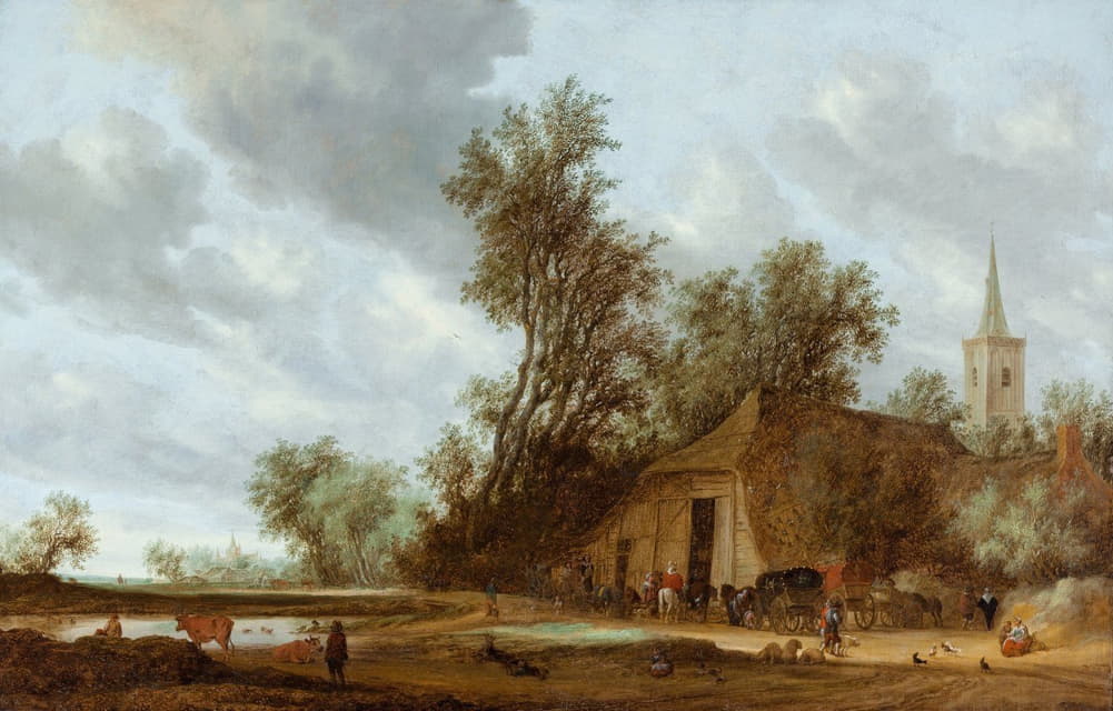 Jacob Salomonsz. van Ruysdael - The halt at the inn