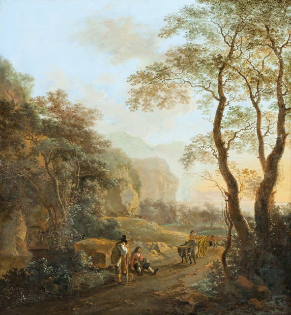 Studio of Jan Both - An ox-cart in the landscape