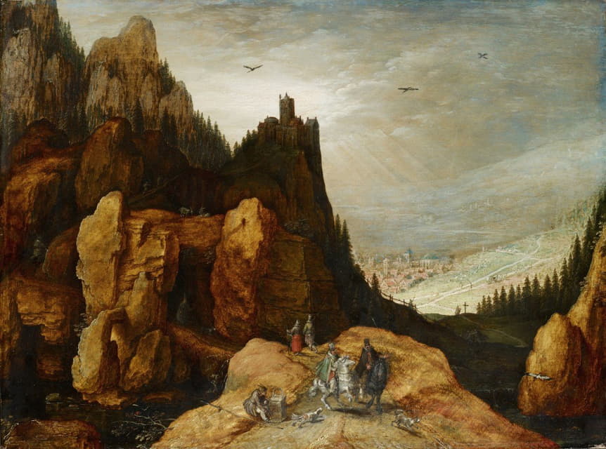 Tobias Verhaecht - Alpine Landscape with Castle