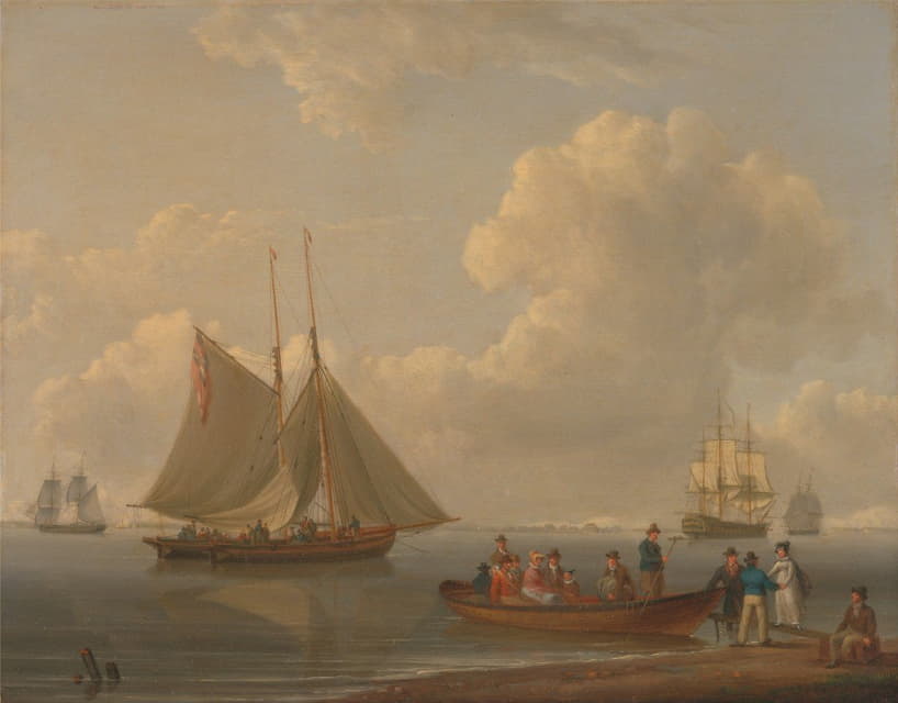 William Anderson - A Wherry Taking Passengers out to Two Anchored Packets