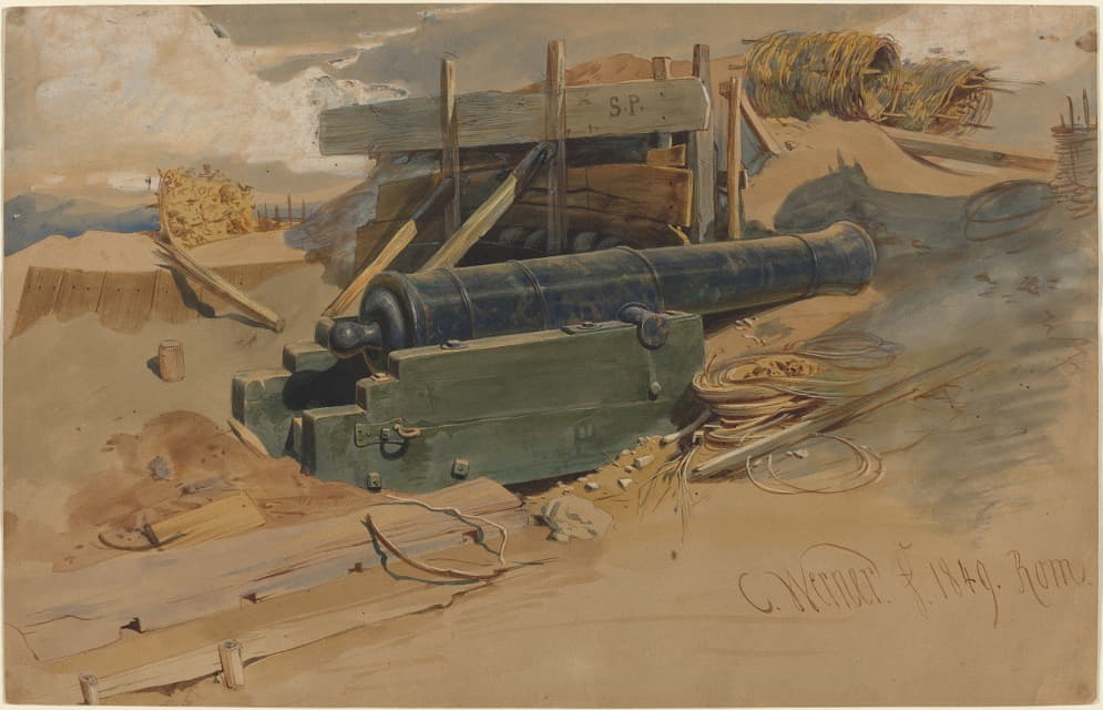 Carl Friedrich Heinrich Werner - Cannon by a Bulwark