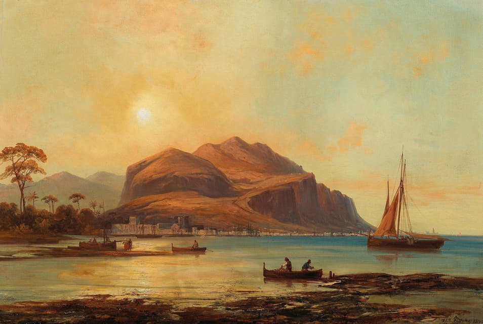 Josef Carl Berthold Püttner - A View of the Bay of Palermo with Monte Pellegrino