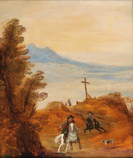 Joos de Momper - A landscape with horsemen