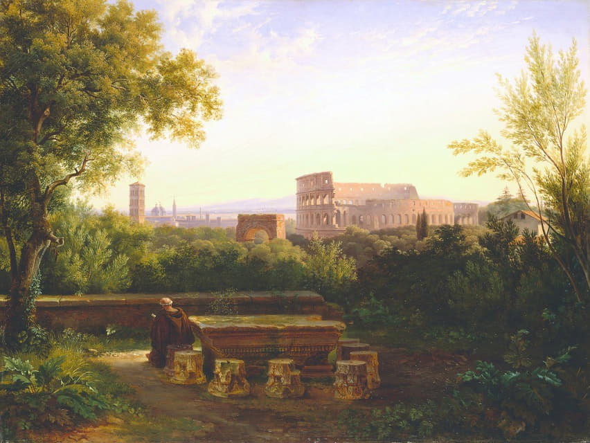 Antoine-Fèlix Boisselier - View of the Colosseum from the Orti Farnesiani