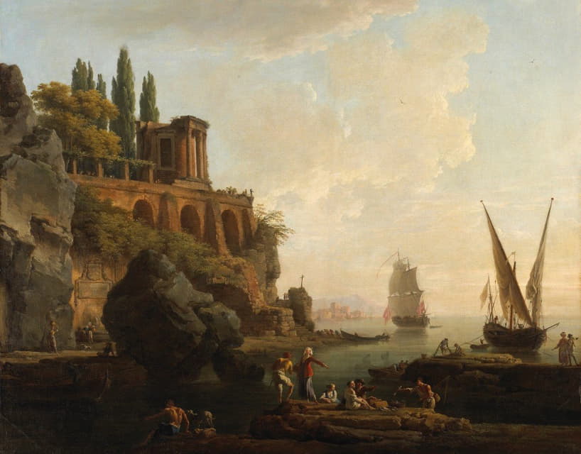 Claude-Joseph Vernet - Imaginary Landscape,Italian Harbor Scene