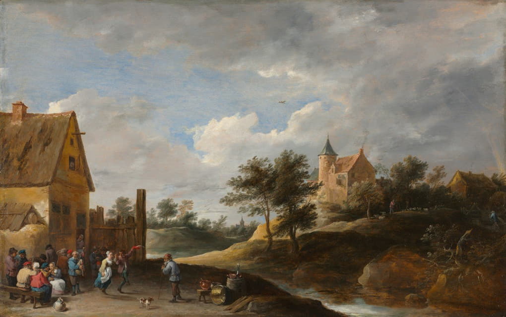 David Teniers The Elder - Landscape with Peasants Dancing