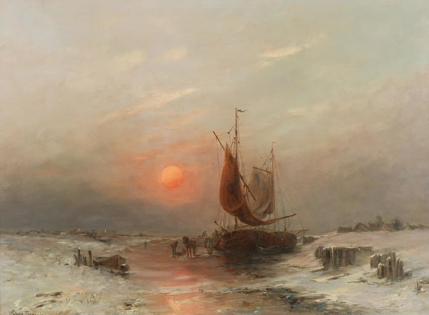 Désiré Thomassin - Fishermen Returning at Sunset