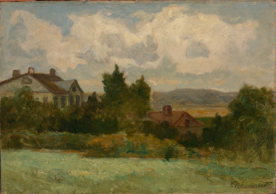 Edward Mitchell Bannister - Untitled (houses and trees)