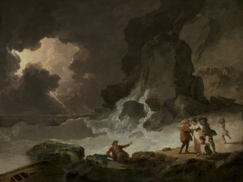 Julius Caesar Ibbetson - A Storm Behind the Isle of Wight