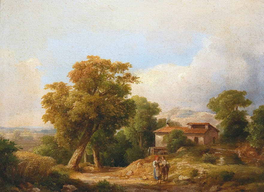 Károly Markó - Italian Landscape with Farmhouse