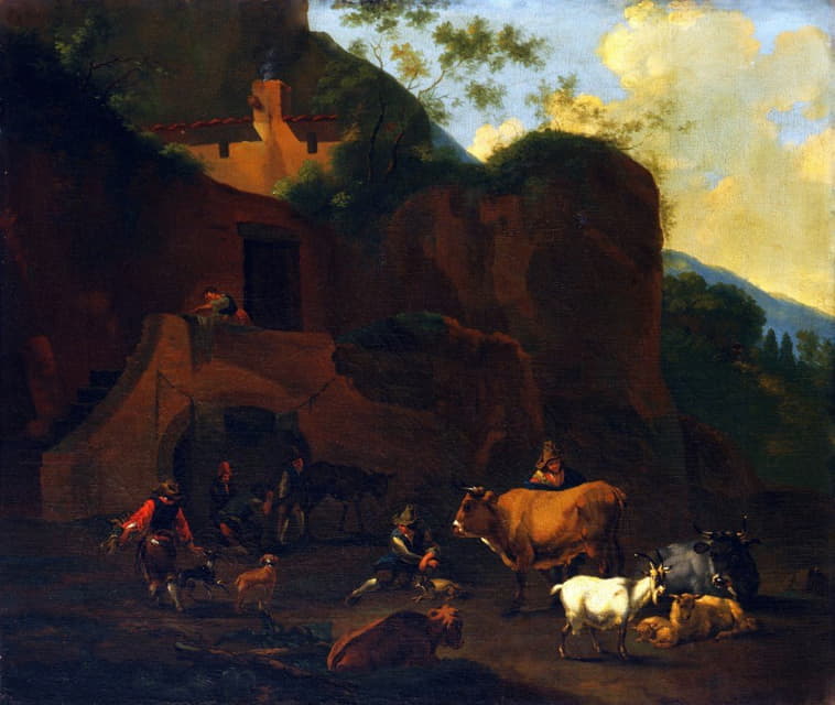 Nicolaes Pietersz. Berchem - Peasants and Cattle