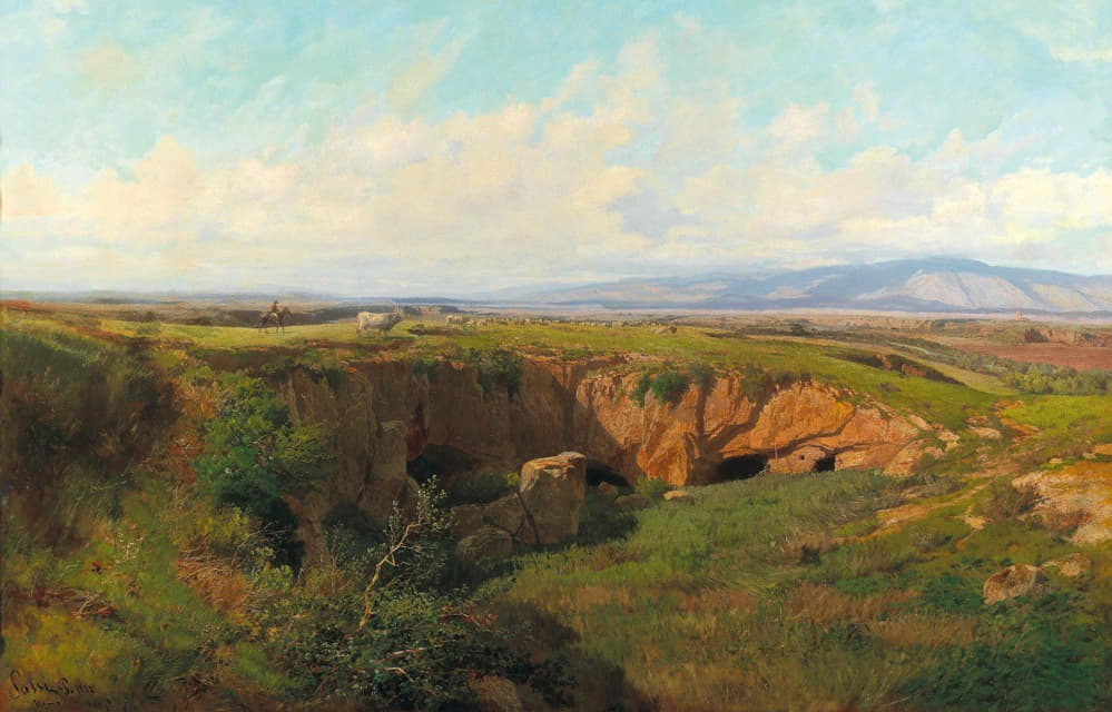 Pietro Sassi - Roman Campagna landscape with shepherd