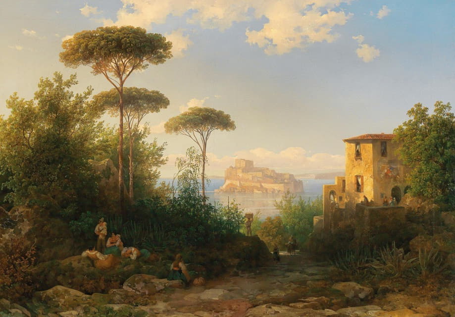 Thomas Ender - Ischia with a view of the Aragonese Castle