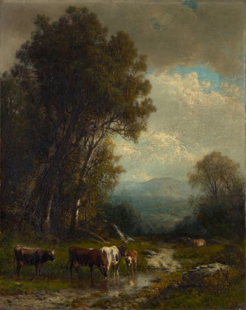 William M. Hart - Landscape with Cattle