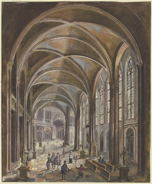 Christian Stöcklin - Blick In Ein Kircheninneres Mit Gotischen Fenstern Und Barockausstattung