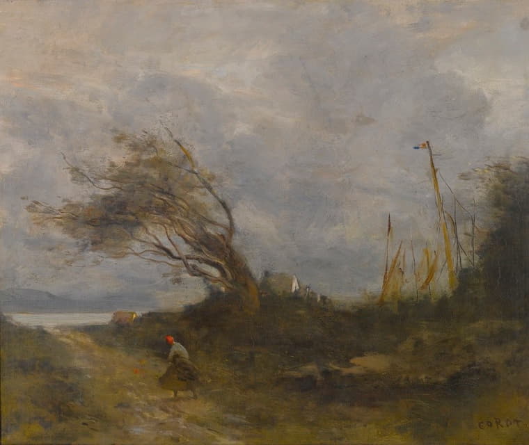 Jean-Baptiste-Camille Corot - Un Coup De Vent Au Bord De La Mer