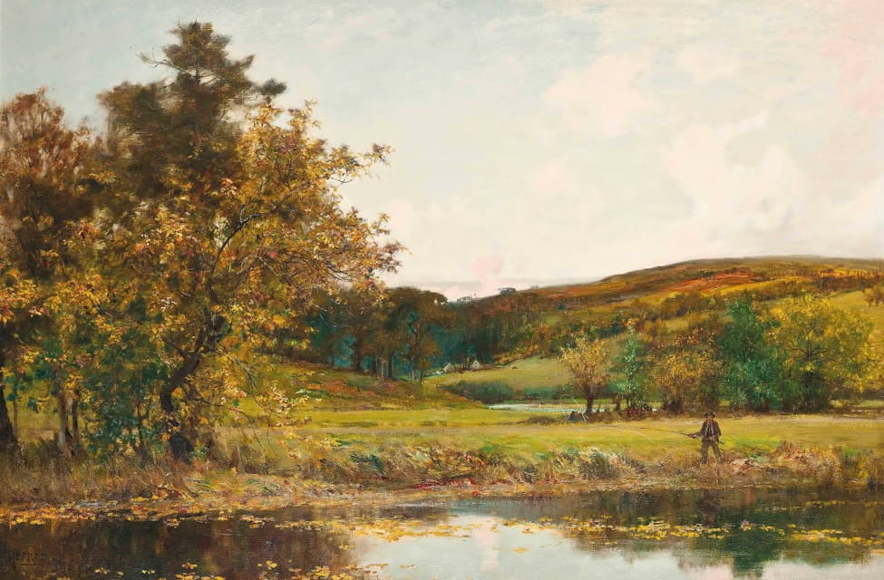 Sir Alfred East - The Fly-Fisherman