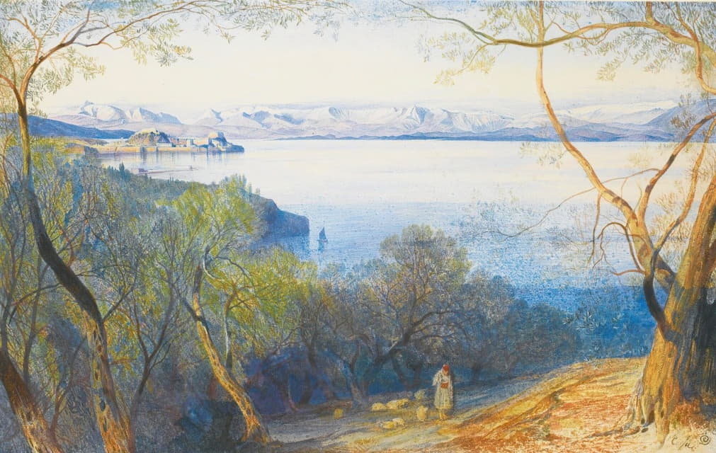 Edward Lear - A Distant View Of The Citadel, Corfu