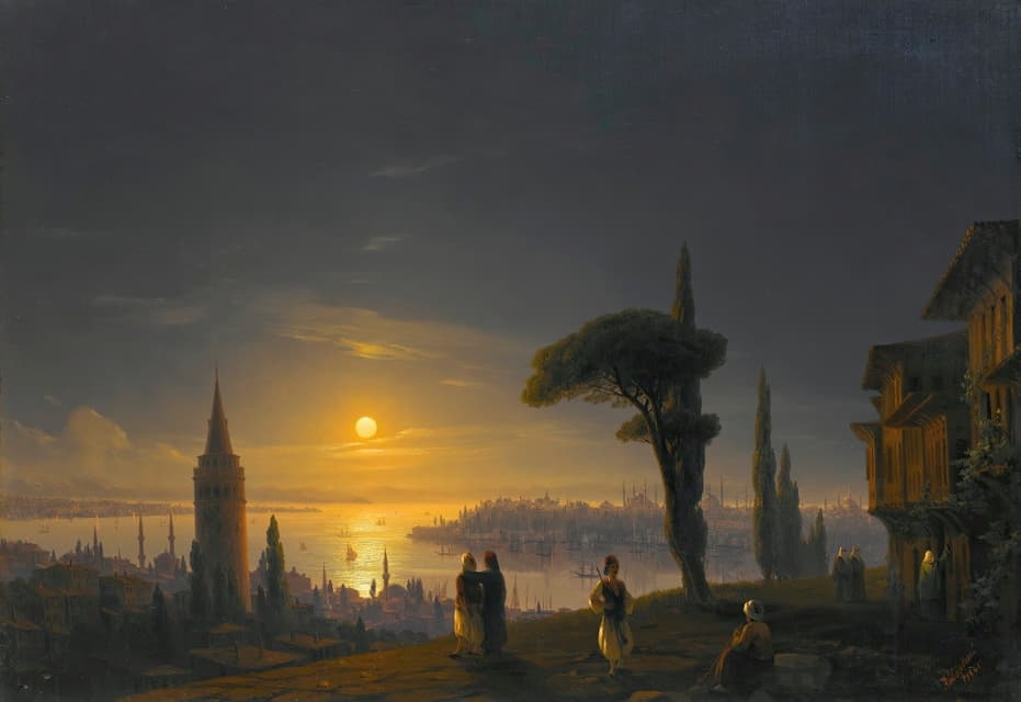 Ivan Konstantinovich Aivazovsky - The Galata Tower By Moonlight