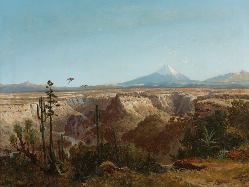 智利的阿塔卡马沙漠，背景是利坎卡布尔火山