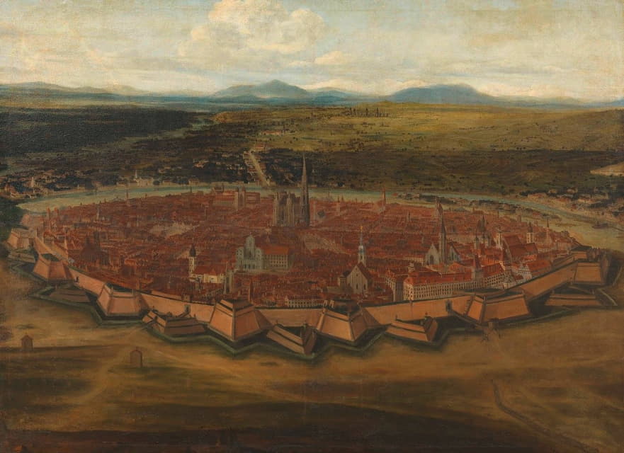 Domenico Cetto - Ansicht der Stadt Wien von der Josefstadt aus