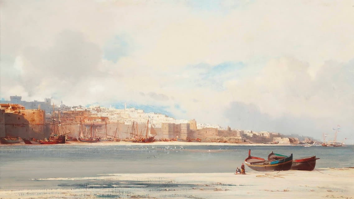 Jean-Baptiste-Henri Durand-Brager - Figures on the shore before Rabat, Morocco