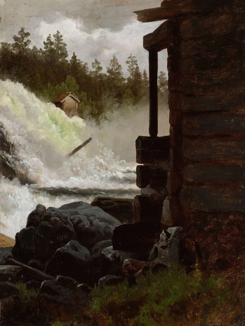 Adolph Tidemand - A Waterfall