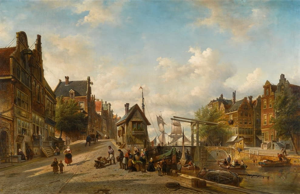 Elias Pieter van Bommel - The Singel and Brouwersgracht, Amsterdam