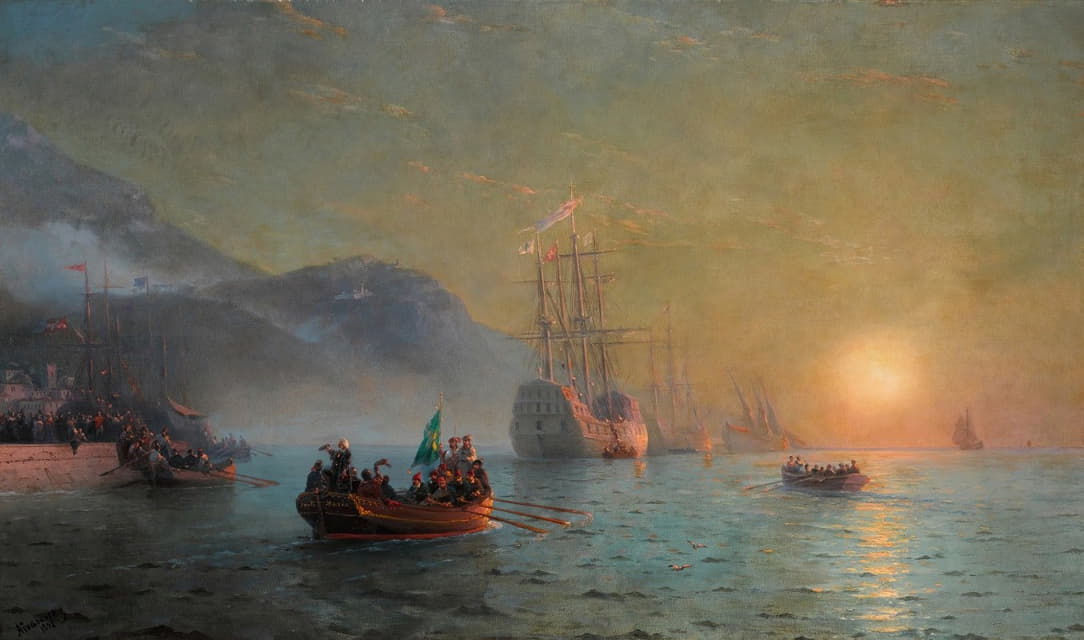 哥伦布从西班牙帕洛斯港启航前的告别