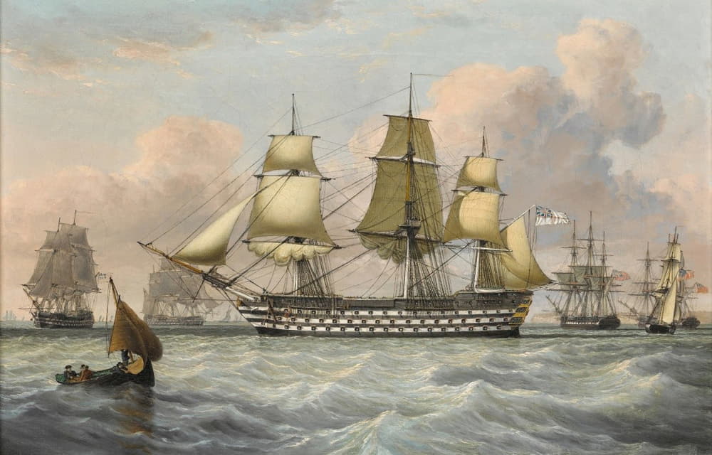 John Ward of Hull - H.M.S. Britannia and Other Shipping Near a Headland
