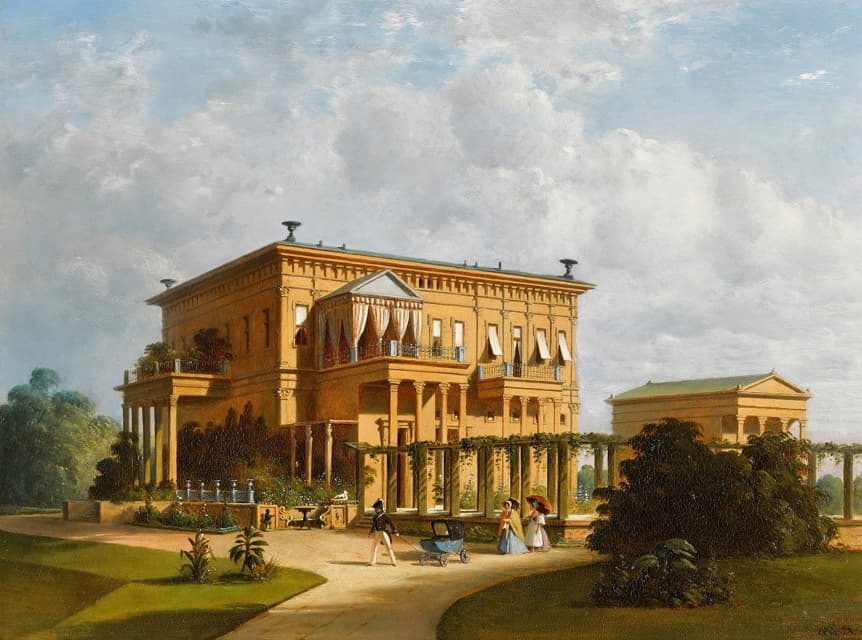 Joseph Andreas Weiss - Promenade in the Gardens of the Leuchtenberg Palace, Peterhof