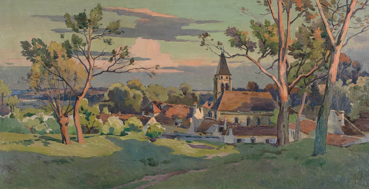 Paul Léon Felix Schmitt - village avec une église