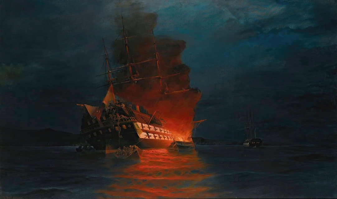 Constantinos Volanakis - Burning of a Turkish flagship