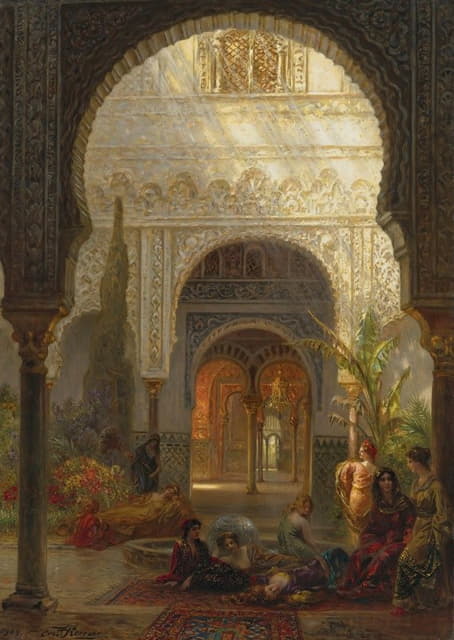 Ernest Karl Eugen Koerner - The Patio Della Reina, The Alcazar, Sevilla