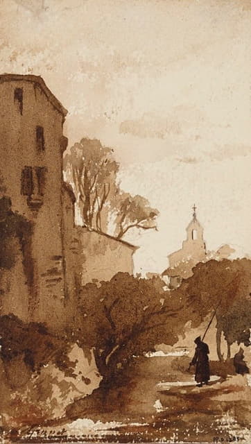 François-Marius Granet - Paysage avec un clocher
