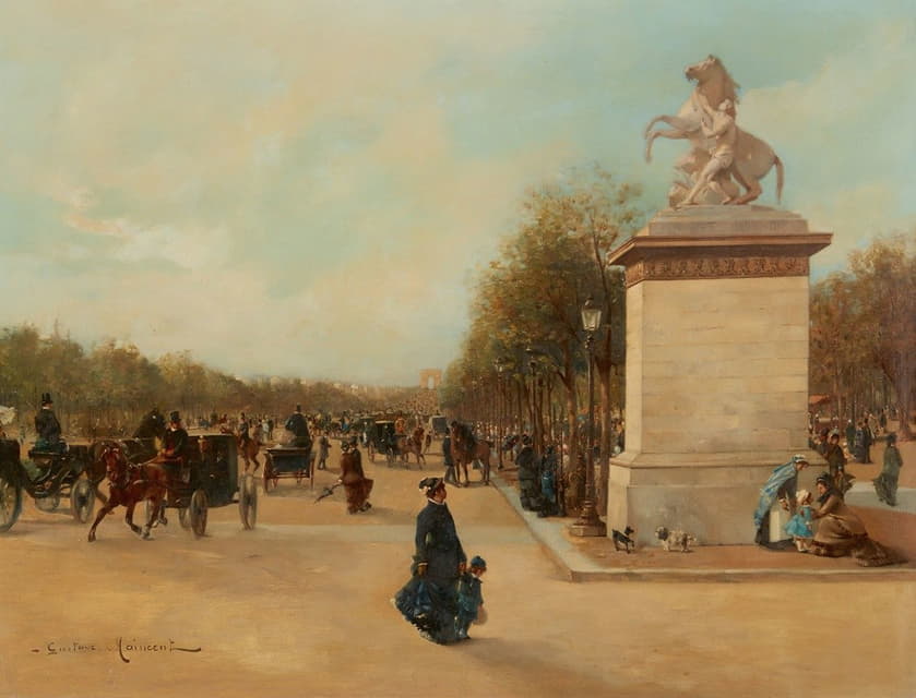 Gustave Maincent - The Champs Élysées With The Tuileries And The Arc De Triumphe In The Distance